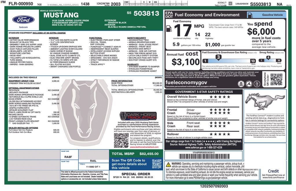 2025 Ford Mustang Dark Horse