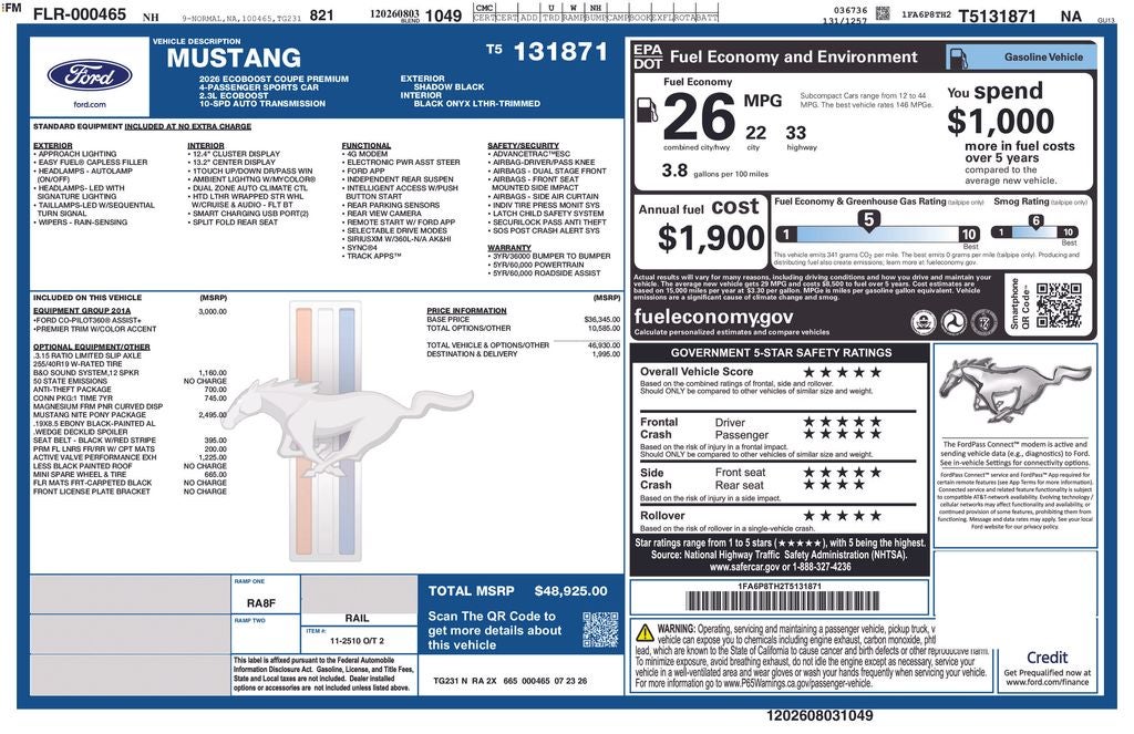 2026 Ford Mustang EcoBoost Premium