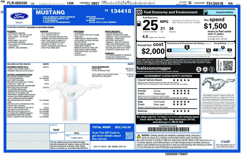 2026 Ford Mustang EcoBoost Premium