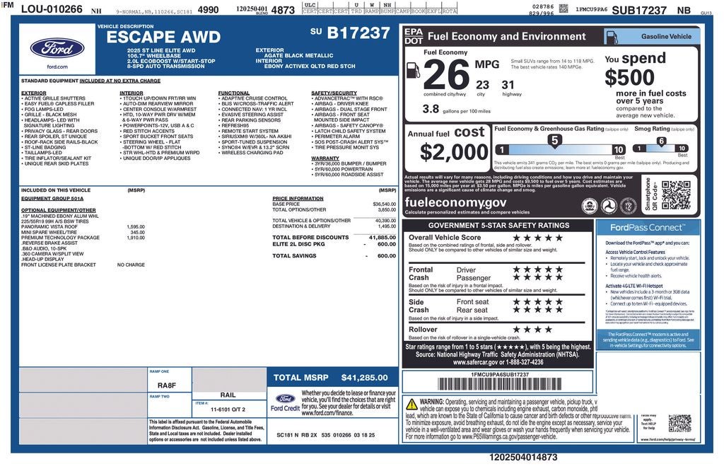 2025 Ford Escape ST-Line Elite