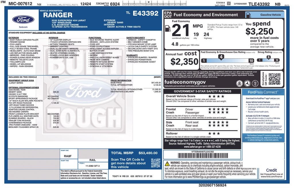 2026 Ford Ranger Lariat