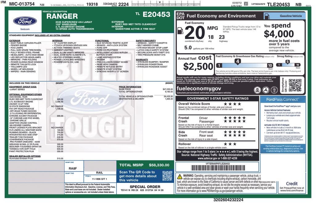2026 Ford Ranger Lariat