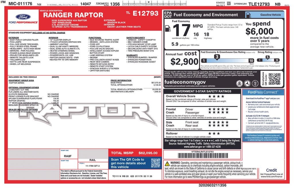 2026 Ford Ranger Raptor