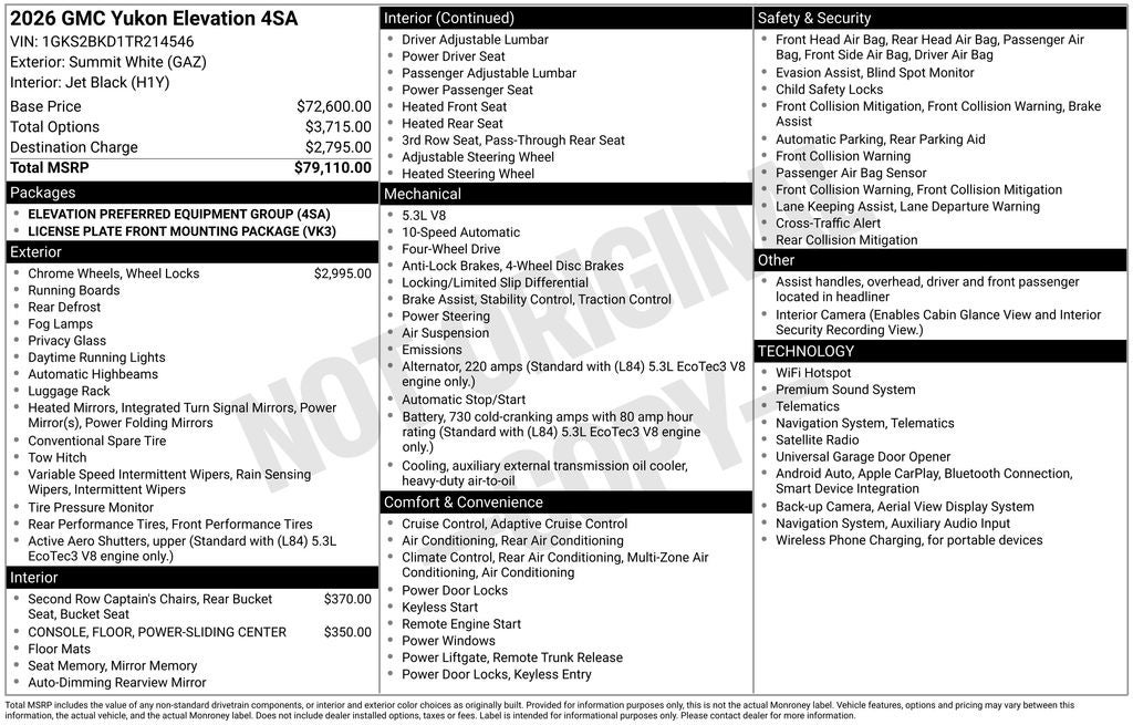 2026 GMC Yukon Elevation
