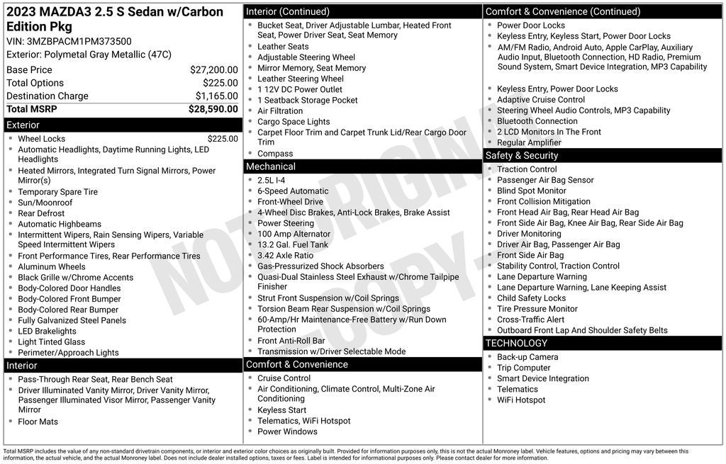 2023 Mazda Mazda3 2.5 S Carbon Edition