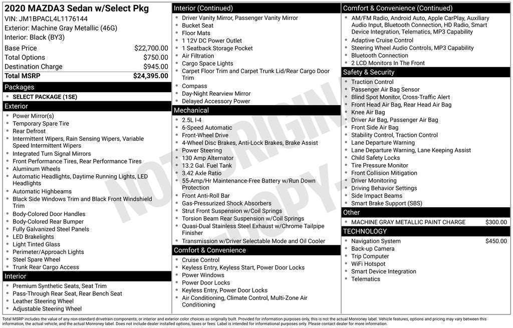 2020 Mazda Mazda3 Select