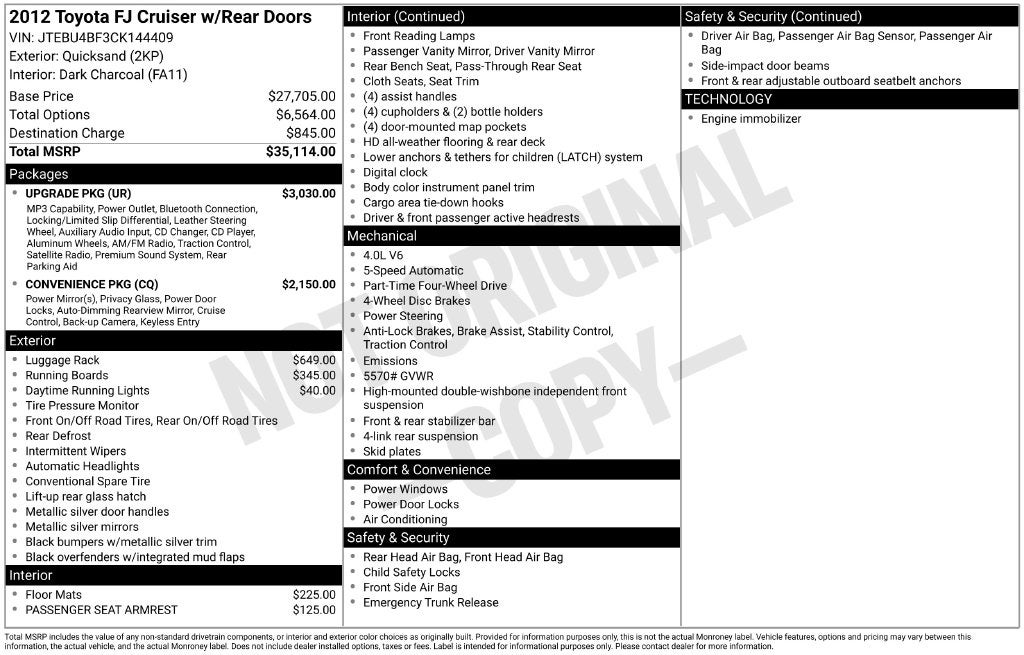 2012 Toyota FJ Cruiser Base