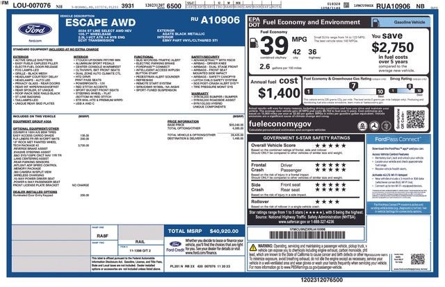 2024 Ford Escape Hybrid ST-Line Select