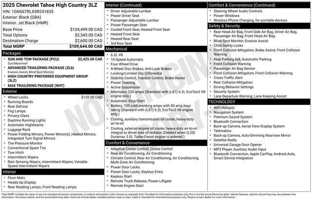 2025 Chevrolet Tahoe High Country