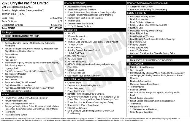 2025 Chrysler Pacifica Limited