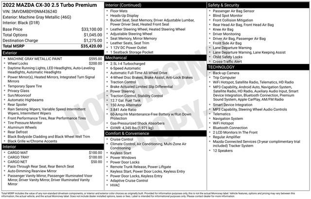 2022 Mazda Mazda CX-30 2.5 Turbo Premium Package