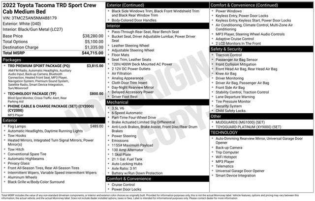 2022 Toyota Tacoma TRD Sport V6