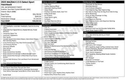 2025 Mazda Mazda3 2.5 S Select Sport Hatchback
