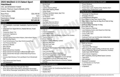 2025 Mazda Mazda3 2.5 S Select Sport