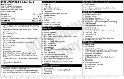 2025 Mazda Mazda3 2.5 S Select Sport