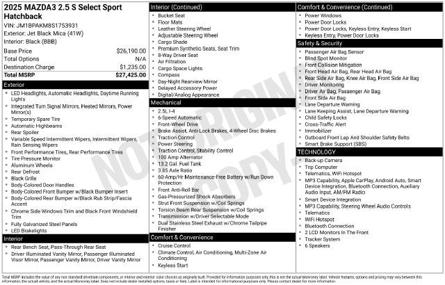 2025 Mazda Mazda3 2.5 S Select Sport