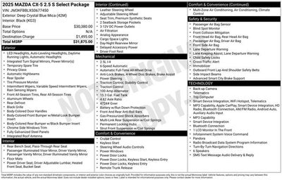 2025 Mazda Mazda CX-5 2.5 S Select Package